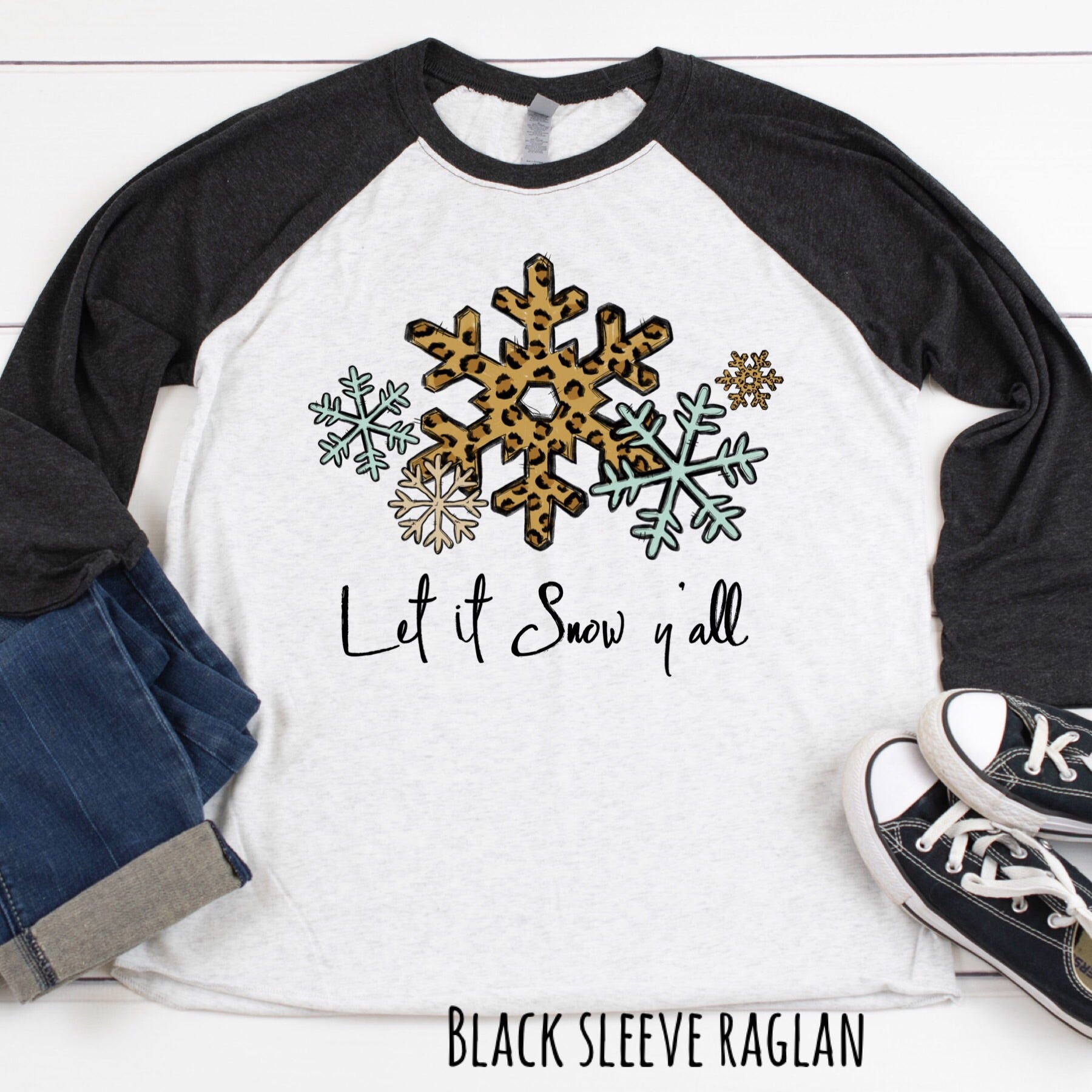 Let it Snow y’all leopard snowflake T-shirt
