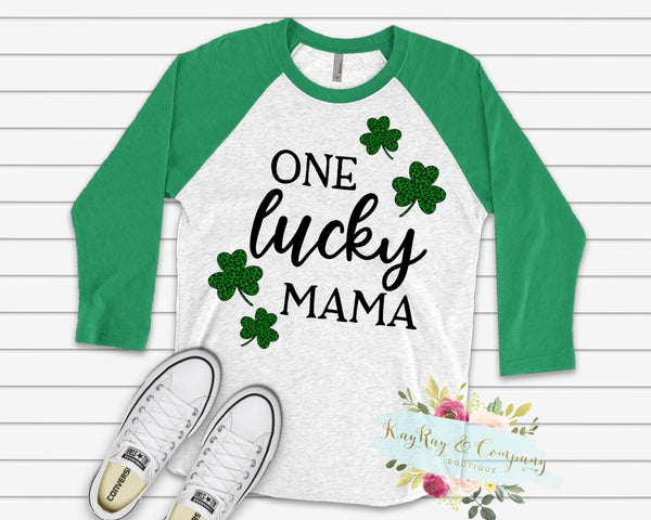 One lucky Mama raglan T-shirt