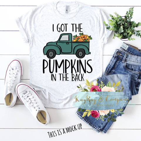 I got the pumpkins in the back truck T-shirt