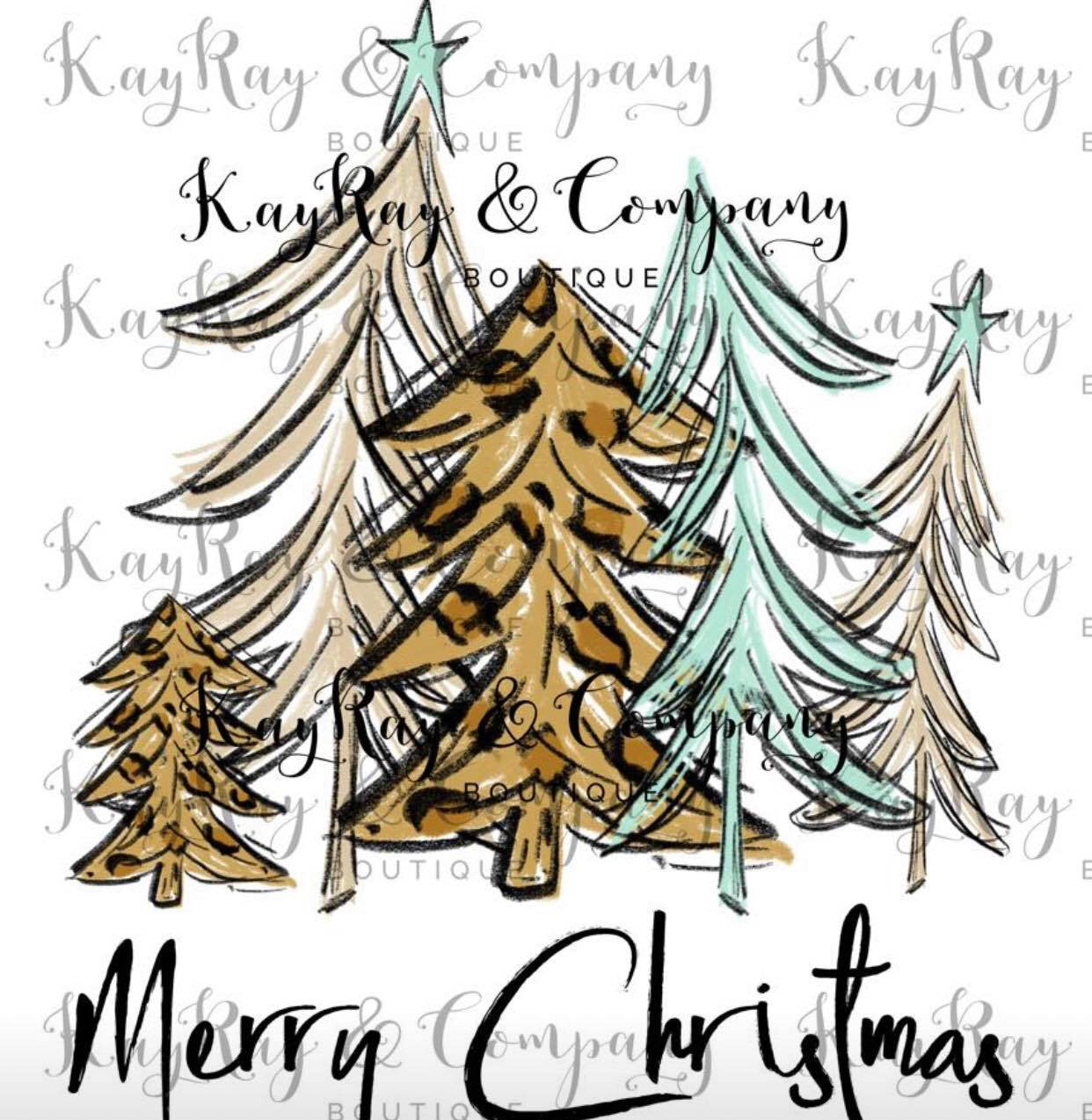 Merry Christmas Mint & Leopard trees sublimation Transfer