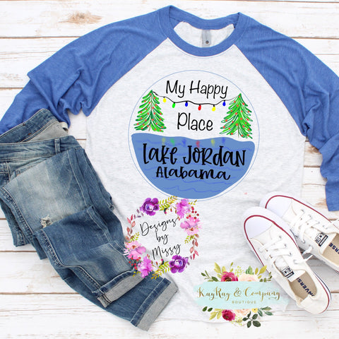 My happy place Lake Jordan Raglan Shirt