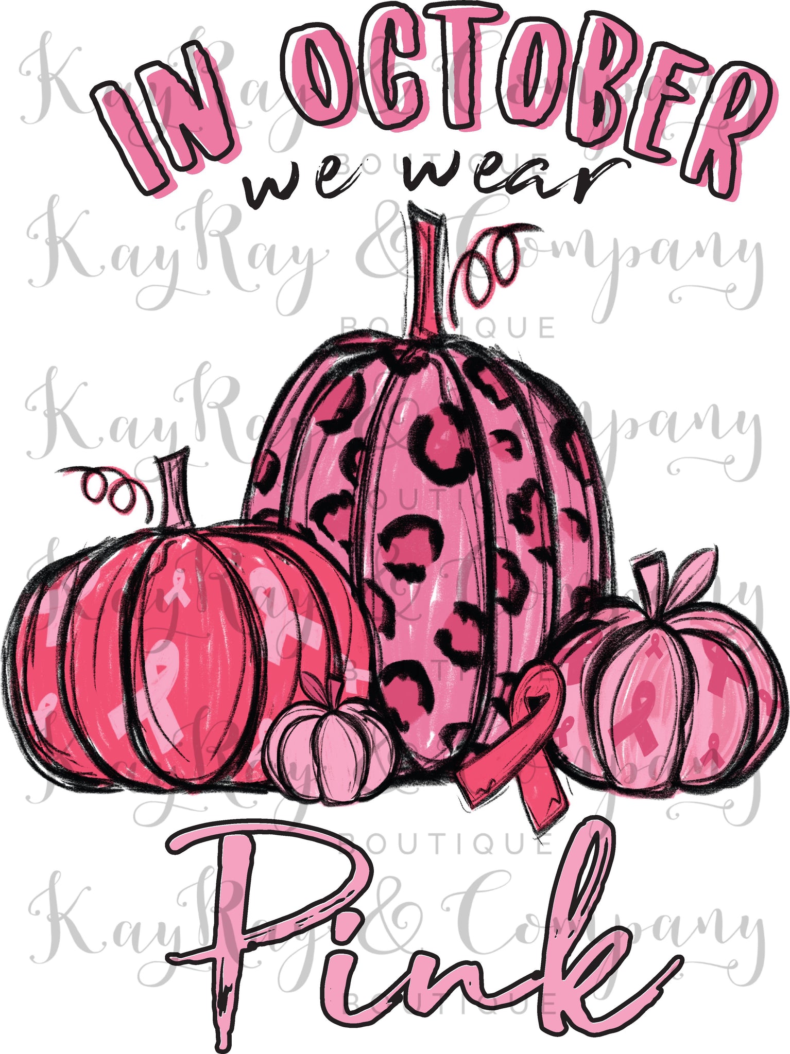 In October we wear pink leopard pumpkin sublimation Transfer