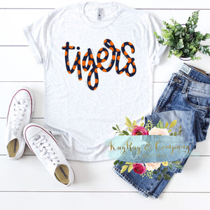 Tigers Doodle Font T-shirt
