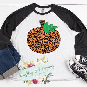 Leopard Pumpkin Black Raglan Shirt