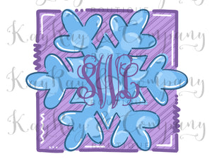 Snowflake monogram sublimation Transfer