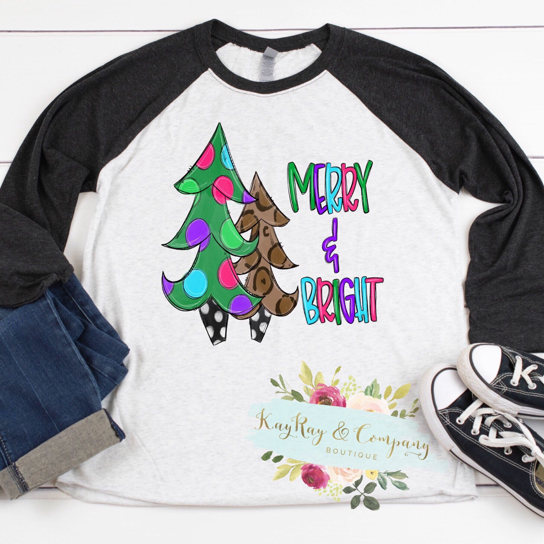 Merry & Bright Leopard tree T-shirt