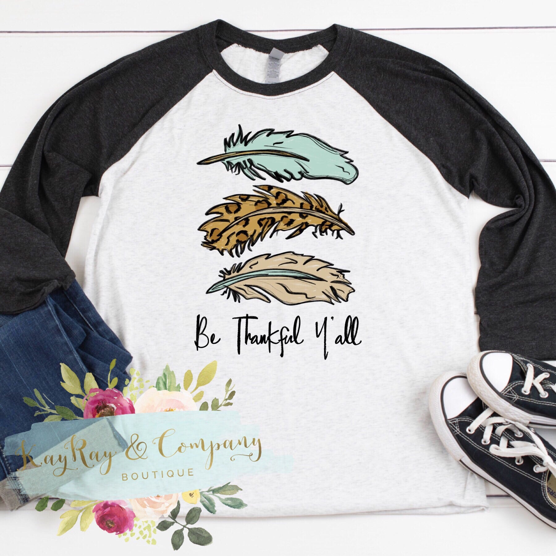 Be Thankful Y’all Leopard Feathers T-shirt