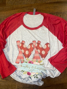 Xoxo heart raglan T-shirt