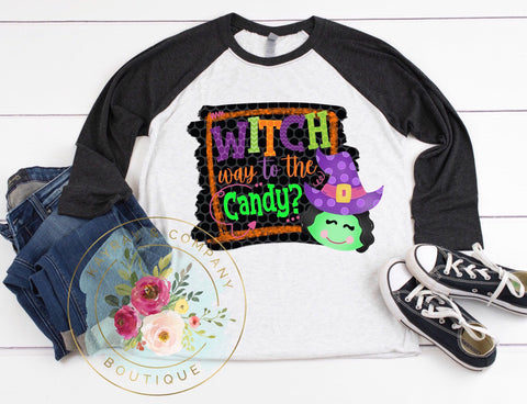Witch way to the candy Raglan T-shirt
