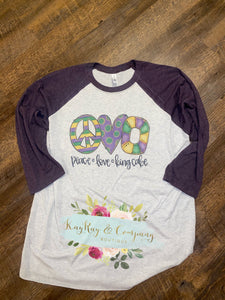 Peace love and king size raglan T-shirt