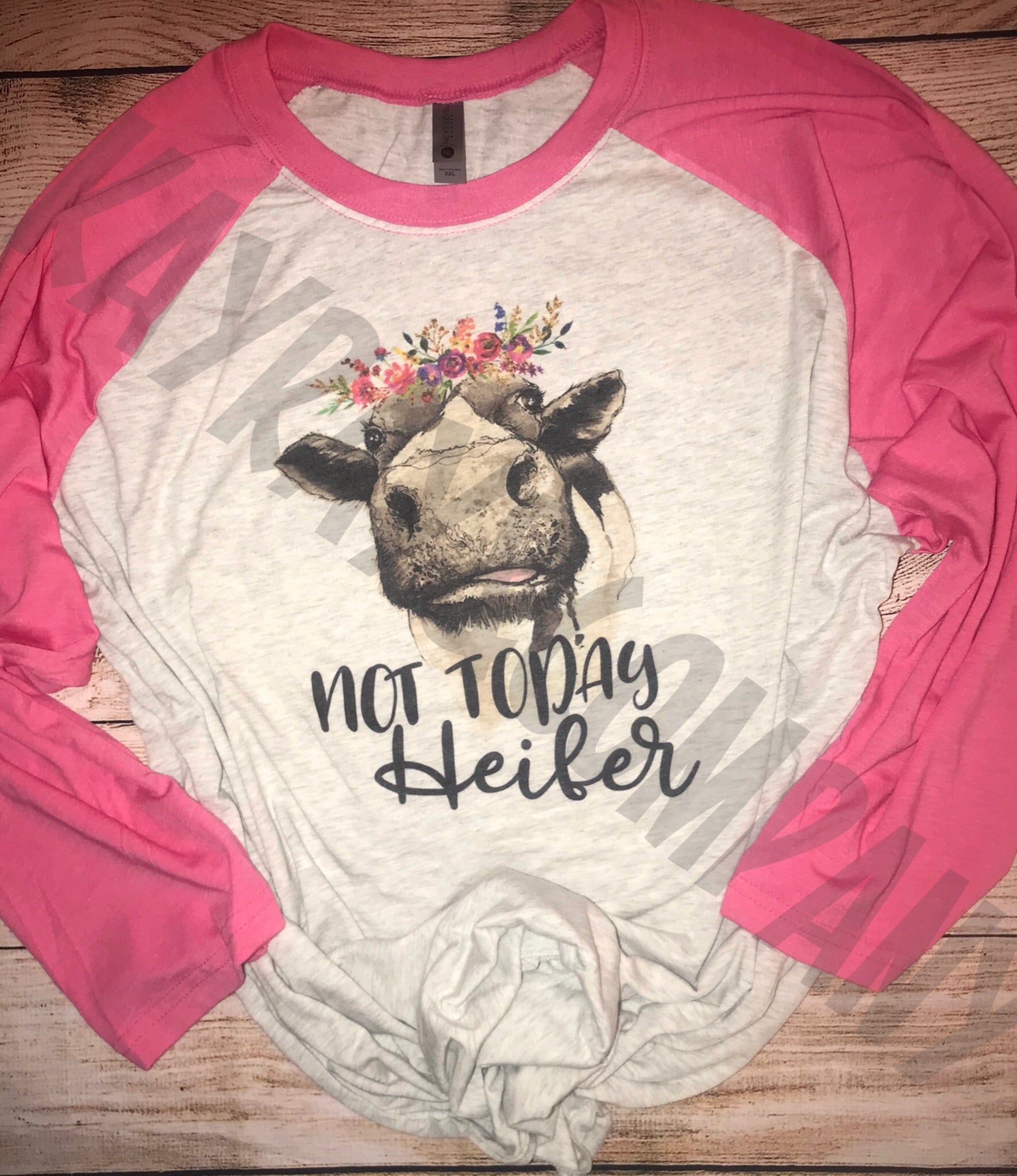 Not today heifer pink sleeve Raglan Shirt