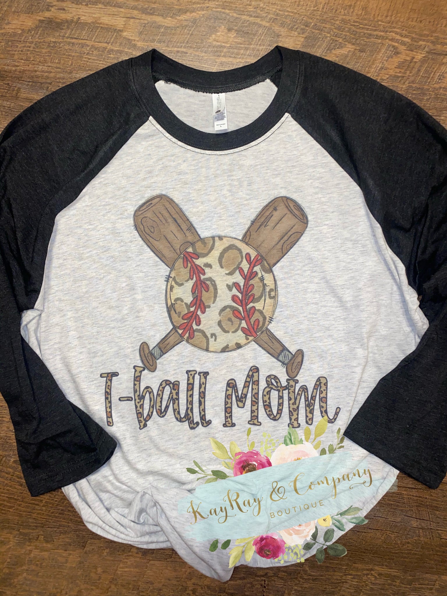 TBall Mom Leopard Raglan T-shirt