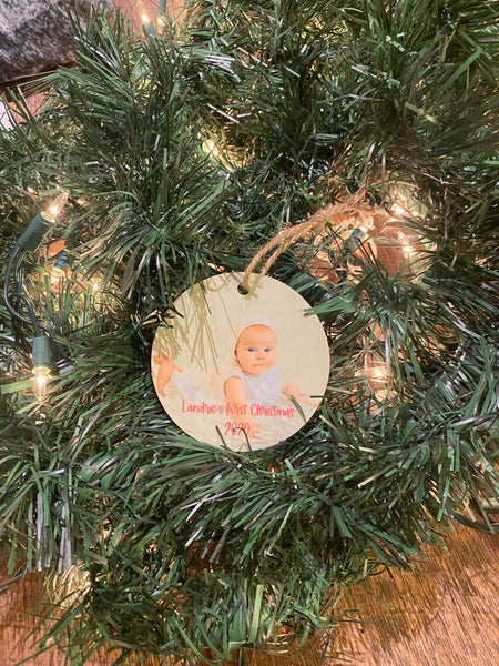 Baby’s first Christmas Custom picture ornaments